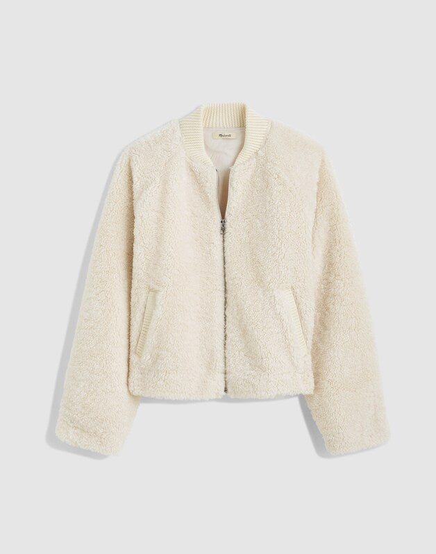 Bomber Jacket in Sherpa VINTAGE IVORY