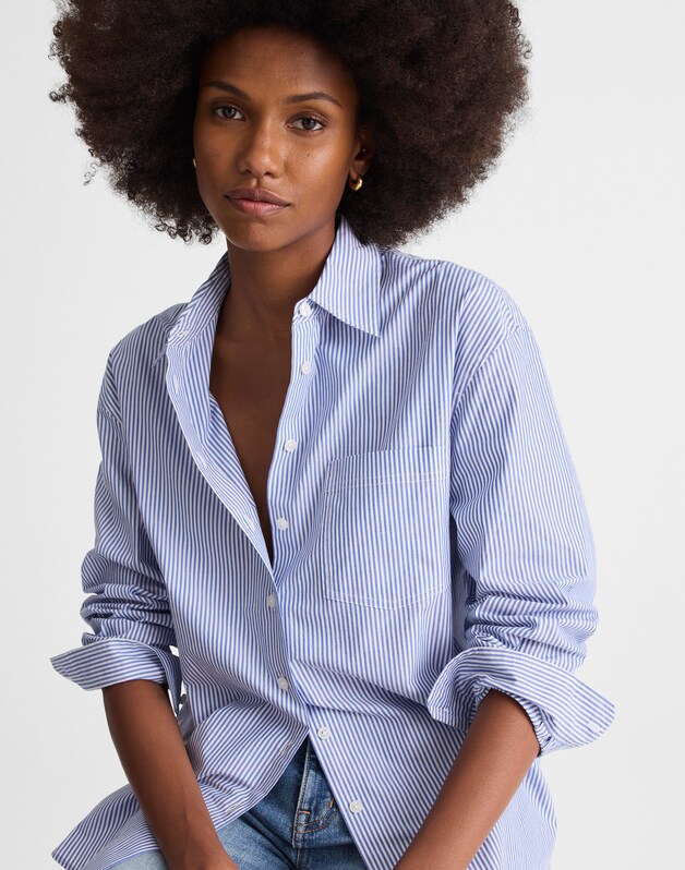 The Easy Shirt in Poplin BLUE PFD MARTIN STRIPE