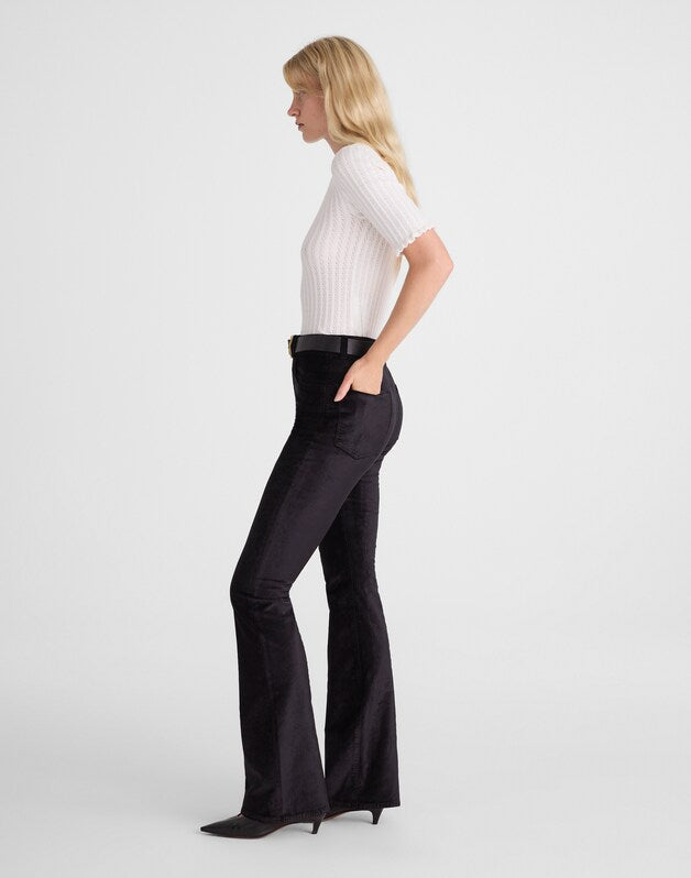The Stretch Flare Pant in Velvet JET BLACK