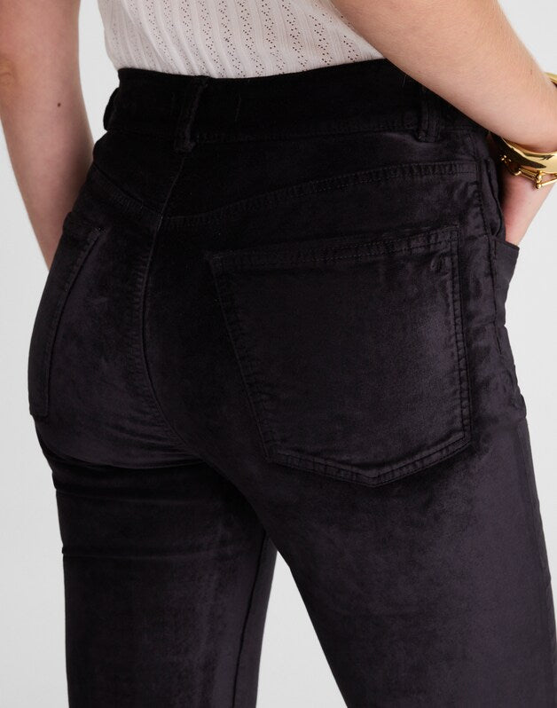 The Stretch Flare Pant in Velvet JET BLACK