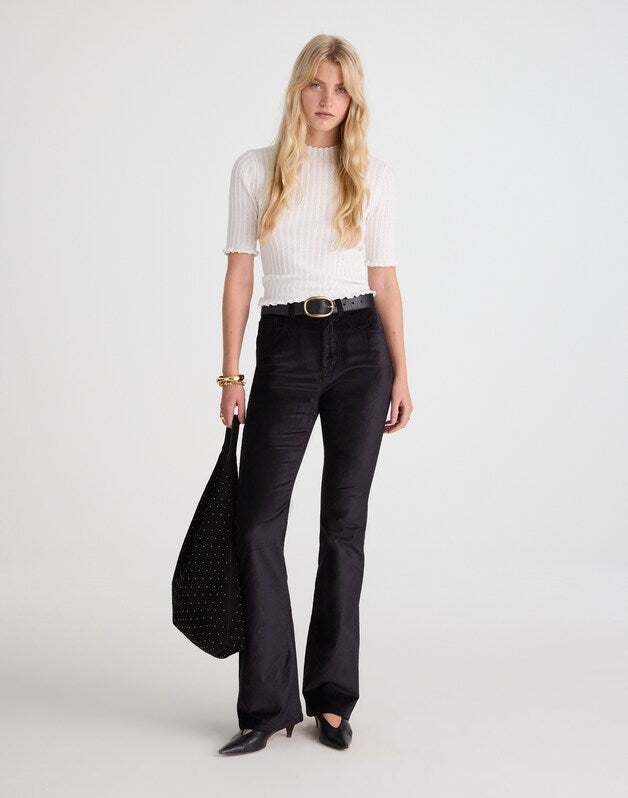 The Stretch Flare Pant in Velvet JET BLACK