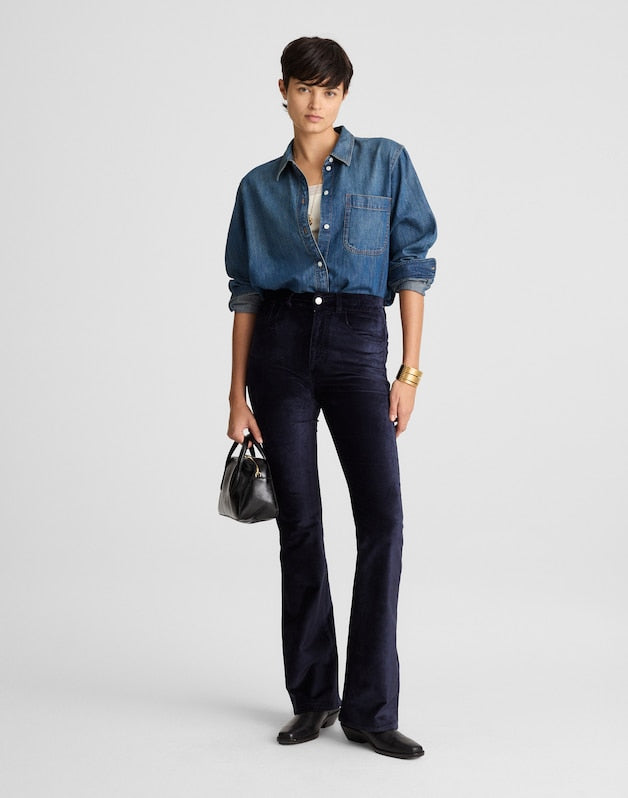 The Stretch Flare Pant in Velvet CLASSIC NAVY