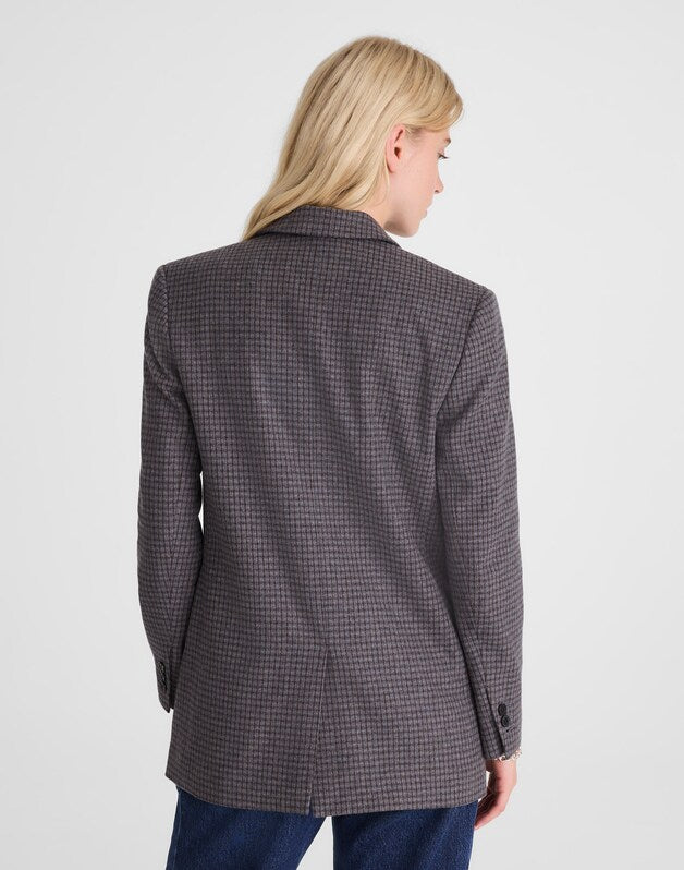 The Mercer Relaxed Blazer in Check BLUE BROWN PLAID