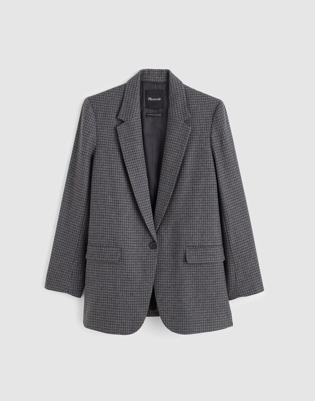 The Mercer Relaxed Blazer in Check BLUE BROWN PLAID