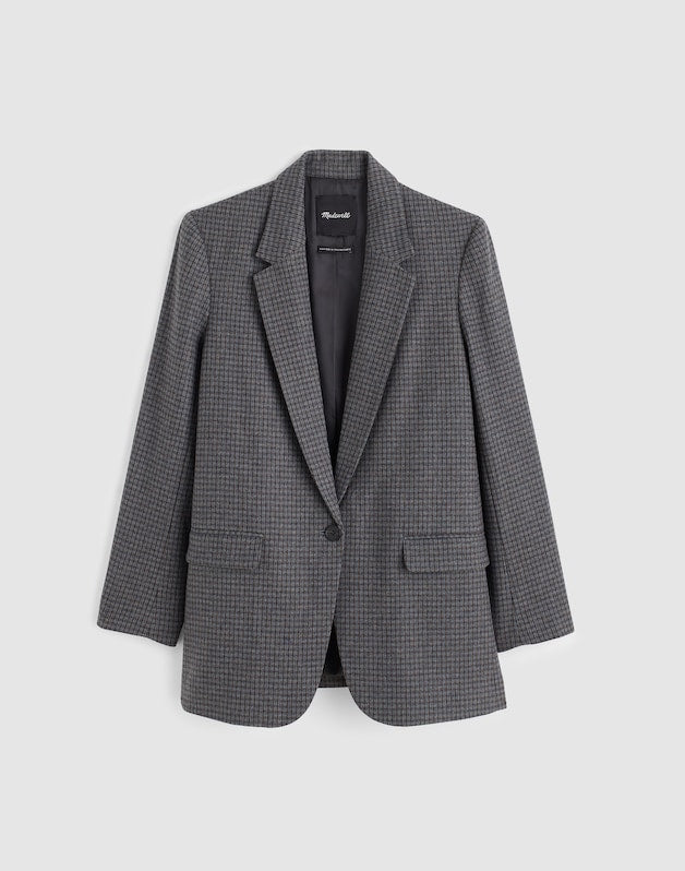 The Mercer Relaxed Blazer in Check BLUE BROWN PLAID