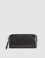 The Makeup Pouch in Leather TRUE BLACK