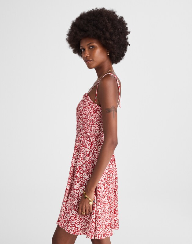 Tie Shoulder Mini Dress in Floral AMANDA FLORAL  RED