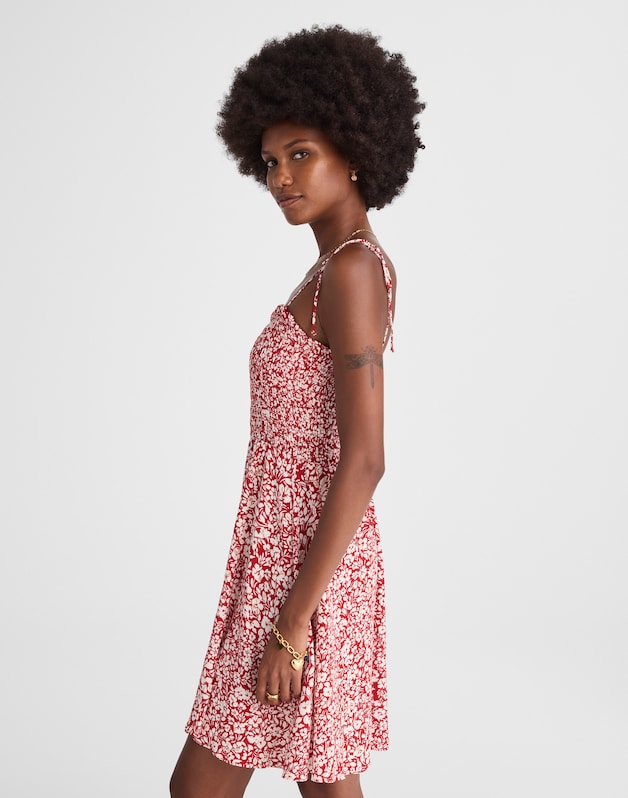 Tie Shoulder Mini Dress in Floral AMANDA FLORAL  RED