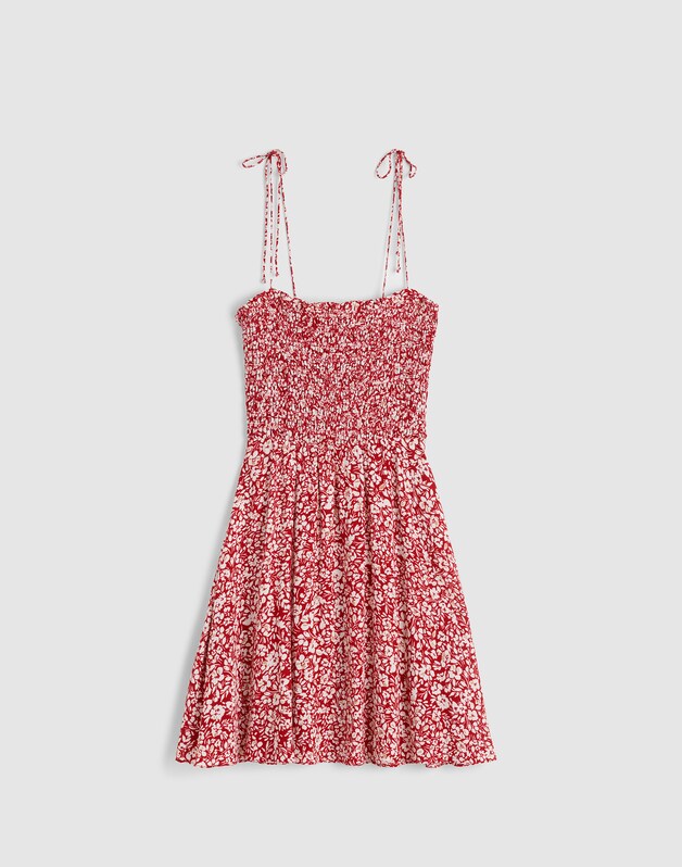 Tie Shoulder Mini Dress in Floral AMANDA FLORAL  RED