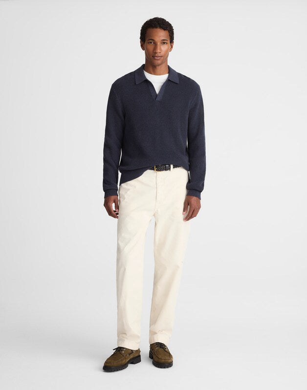 Shaker-Stitch Sweater Polo COOL NAVY MARL