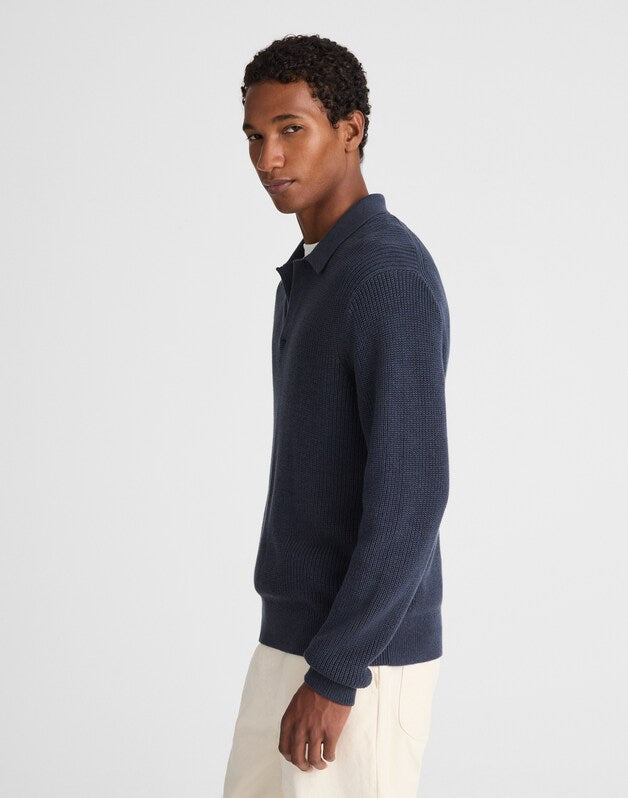 Shaker-Stitch Sweater Polo COOL NAVY MARL