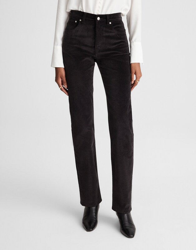The Longline Straight Pant in Velvet JET BLACK