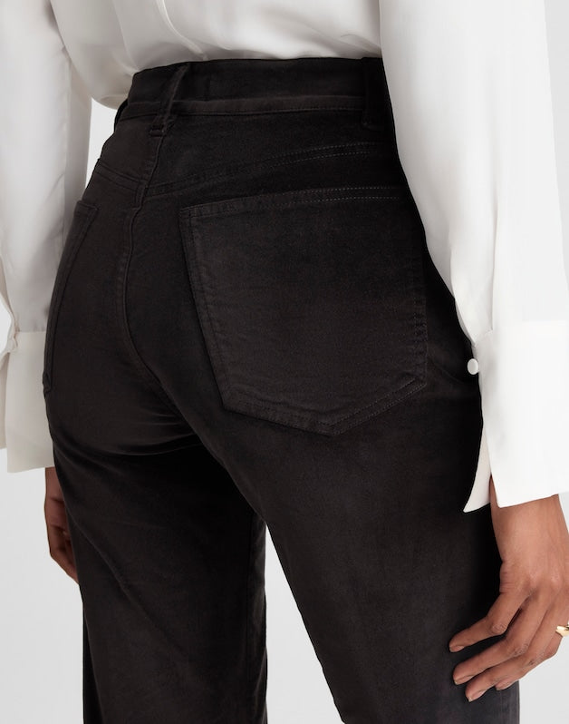 The Longline Straight Pant in Velvet JET BLACK