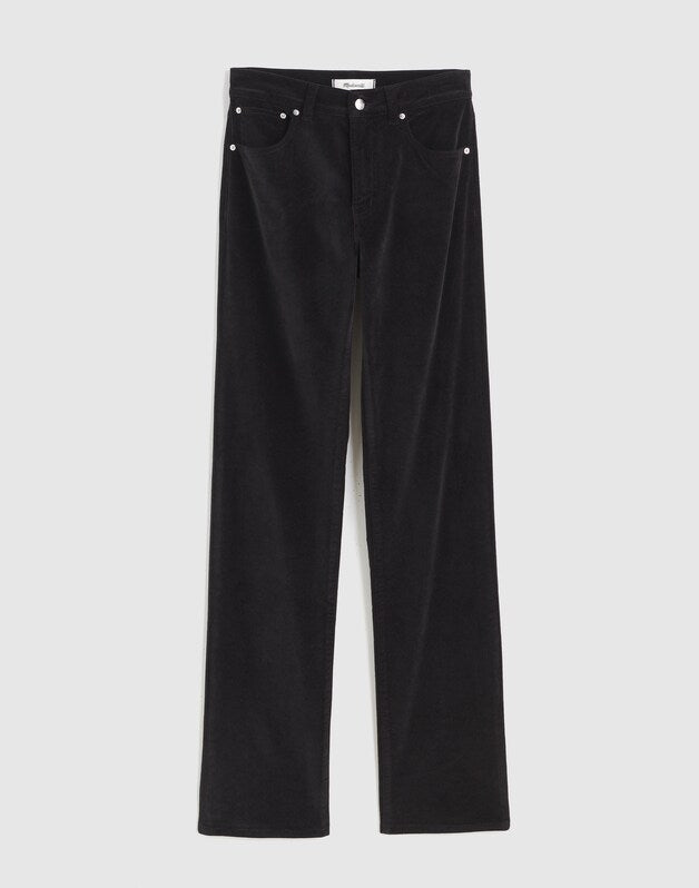 The Longline Straight Pant in Velvet JET BLACK