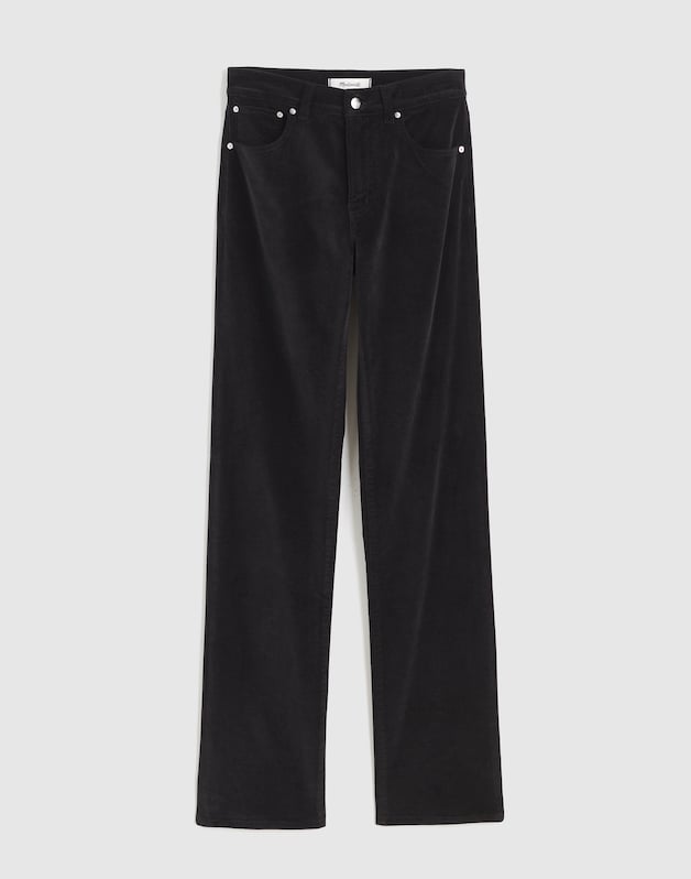 The Longline Straight Pant in Velvet JET BLACK