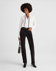 The Longline Straight Pant in Velvet JET BLACK