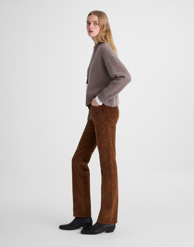 The Longline Straight Pant in Velvet DARK PECAN