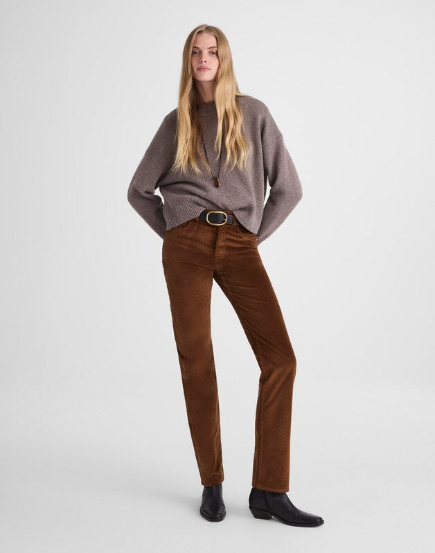 The Longline Straight Pant in Velvet DARK PECAN