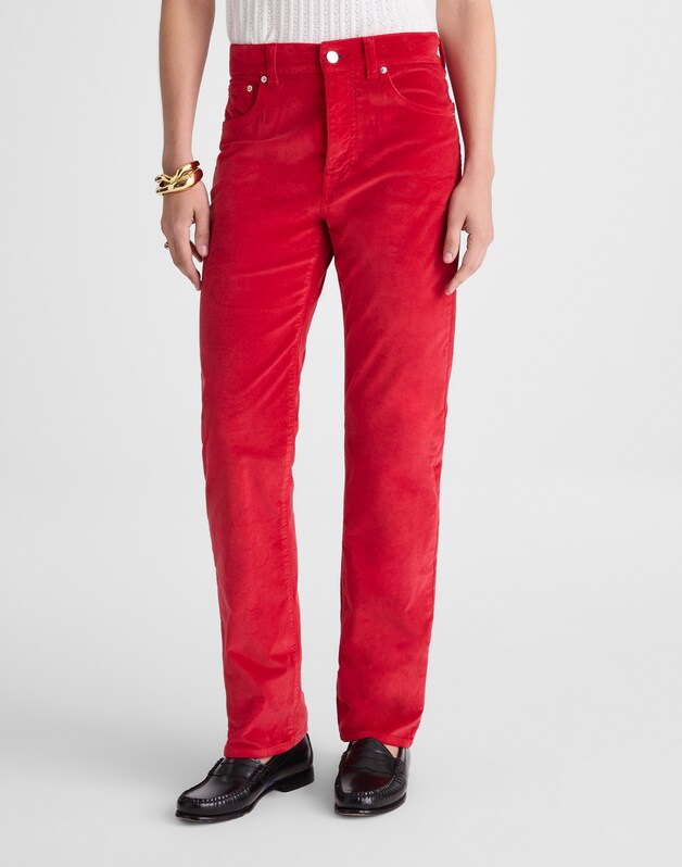 The Longline Straight Pant in Velvet CRIMSON