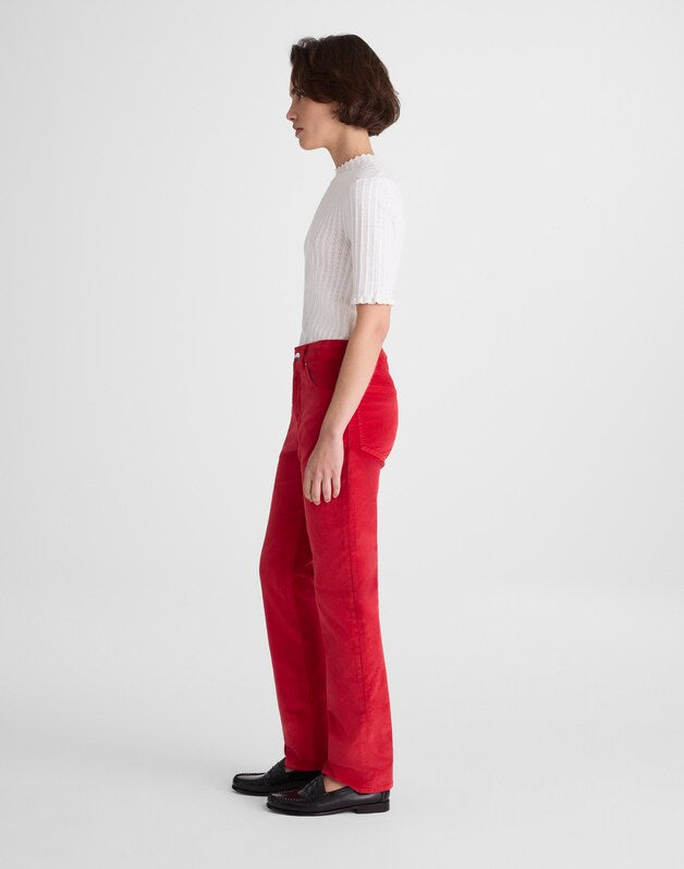 The Longline Straight Pant in Velvet CRIMSON