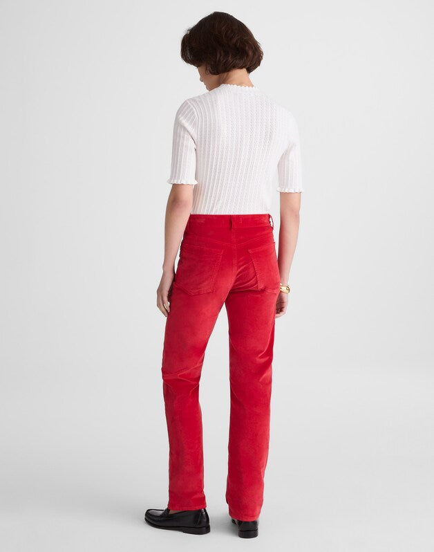The Longline Straight Pant in Velvet CRIMSON