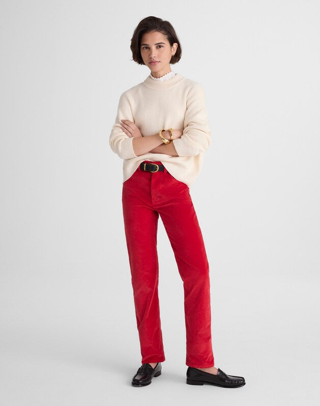 The Longline Straight Pant in Velvet CRIMSON