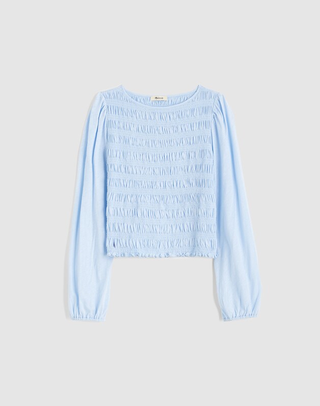 Smocked Boatneck Top SKY BLUE