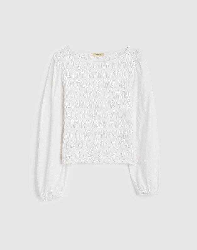 Smocked Boatneck Top VINTAGE IVORY