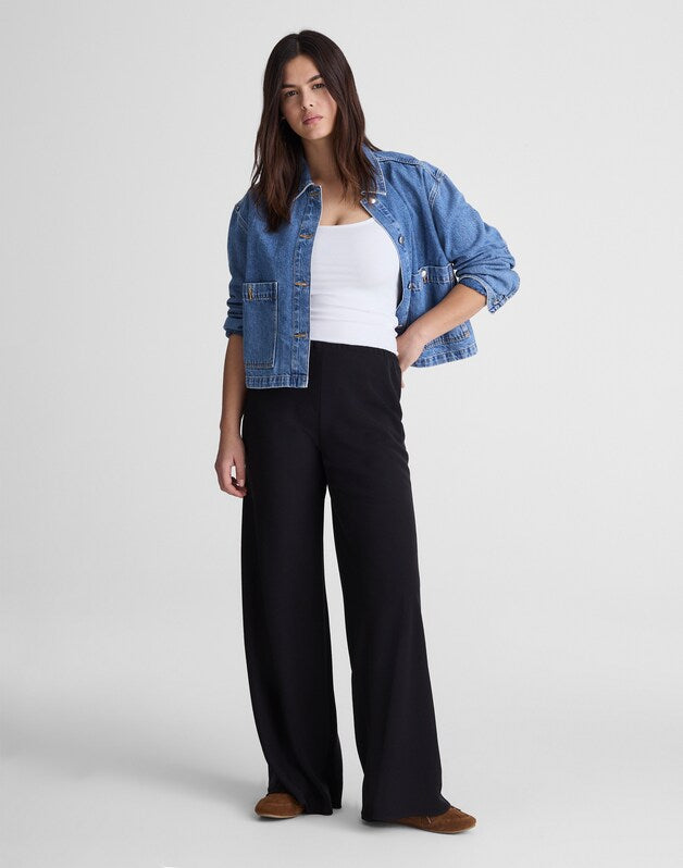Pull-On Pants in Crepe JET BLACK