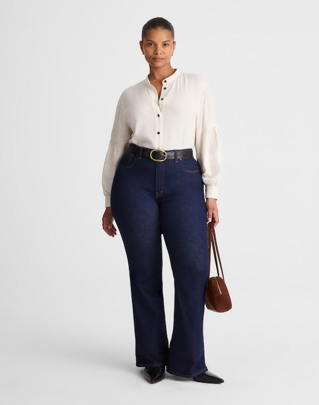 The Plus Stretch Flare Jean in Rinse Wash RINSE WASH