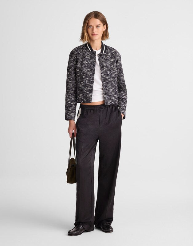 Raglan Bomber Jacket in Tweed NAVY WHITE MULTI