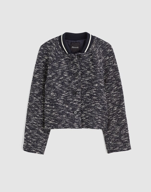 Raglan Bomber Jacket in Tweed NAVY WHITE MULTI