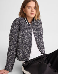 Raglan Bomber Jacket in Tweed NAVY WHITE MULTI