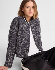 Raglan Bomber Jacket in Tweed NAVY WHITE MULTI
