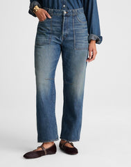 The Curvy Darted Utility Barrel-Leg Jean IRMO WASH
