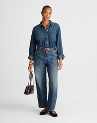 The Curvy Darted Utility Barrel-Leg Jean IRMO WASH