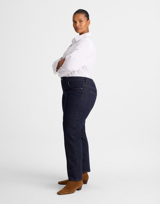 The Plus Jules Slim-Straight Jean in Rinse Wash RINSE WASH