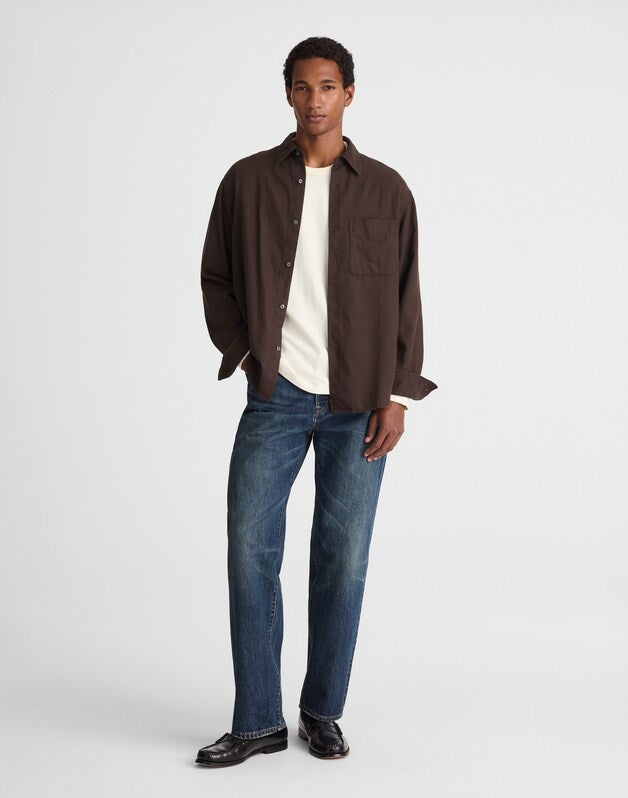 Lightweight Flannel Button-Up Shirt MOLASSES