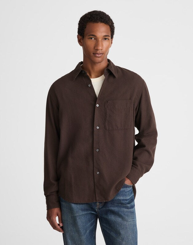 Lightweight Flannel Button-Up Shirt MOLASSES