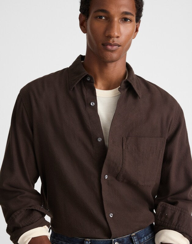Lightweight Flannel Button-Up Shirt MOLASSES
