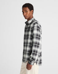 Lightweight Flannel Button-Up Shirt ALMOST BLACK