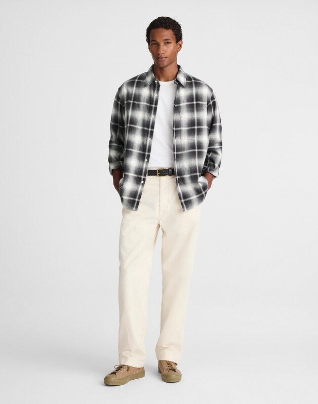 Lightweight Flannel Button-Up Shirt ALMOST BLACK
