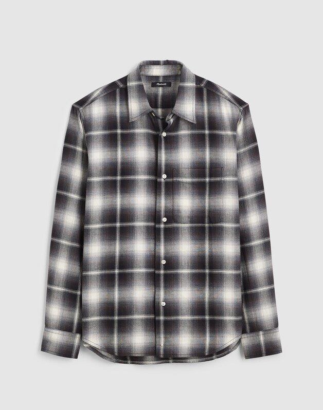 Lightweight Flannel Button-Up Shirt ALMOST BLACK