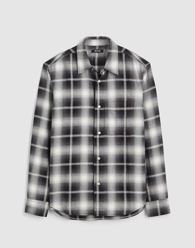 Lightweight Flannel Button-Up Shirt ALMOST BLACK