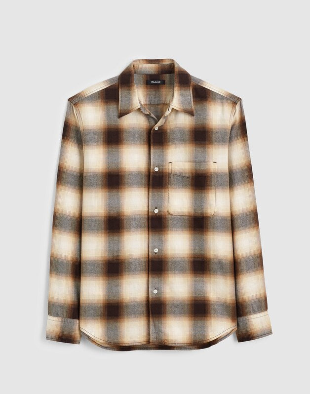 Lightweight Flannel Button-Up Shirt RICH CAMEL FADE PLAID