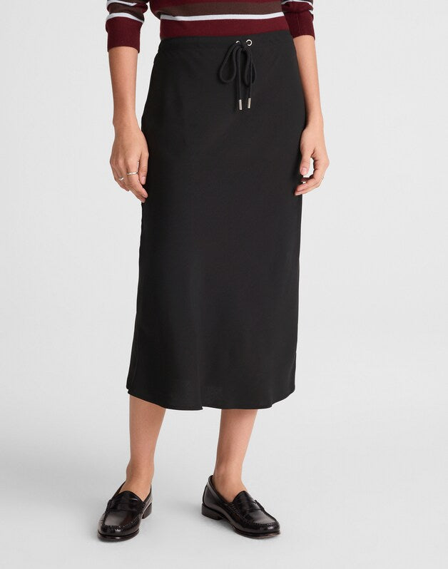 Drawstring Midi Skirt JET BLACK