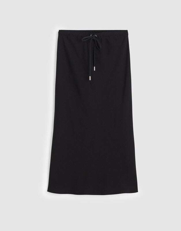 Drawstring Midi Skirt JET BLACK