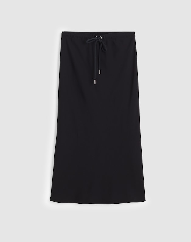 Drawstring Midi Skirt JET BLACK