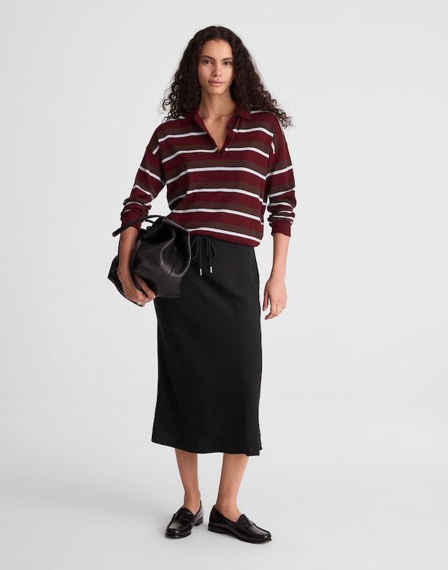 Drawstring Midi Skirt JET BLACK