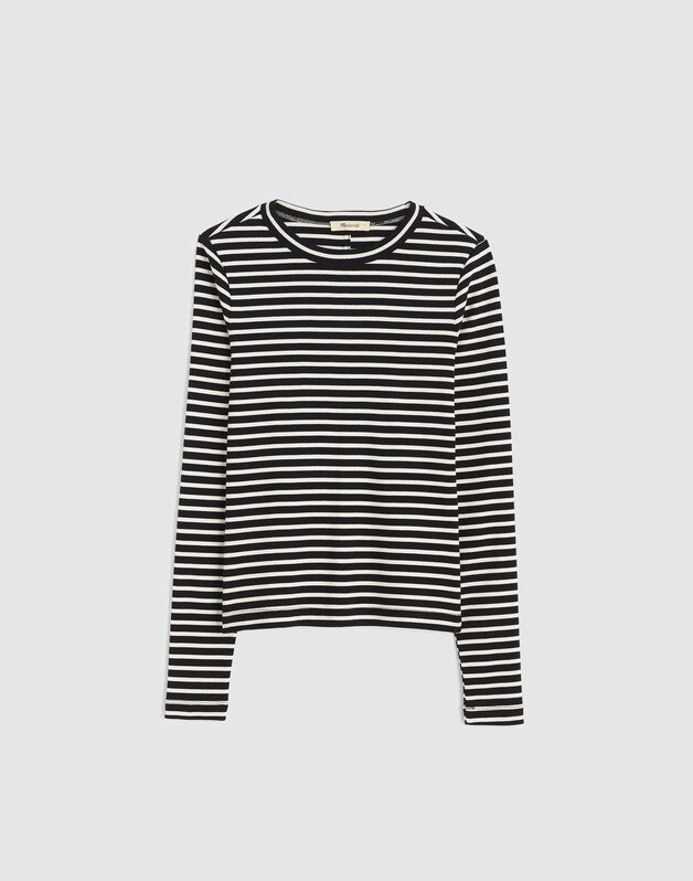 The '90s Crewneck Long-Sleeve Tee in Compact Cotton BENGAL STRIPE